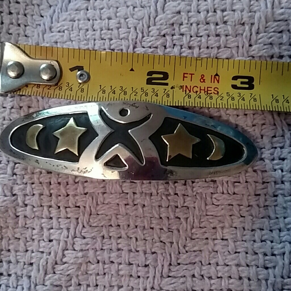 Silver-Celestial Star & Moon Hair Barrette - - Picture 3 of 3